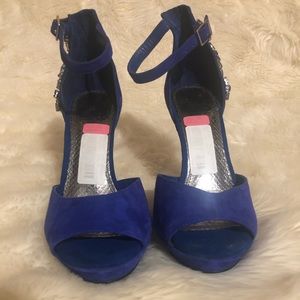 Blue suede heels